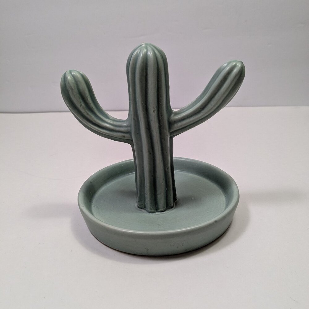 Cactus Ceramic Jewelry Dish Holder Display Green Home Decor Plant Lover Desert
